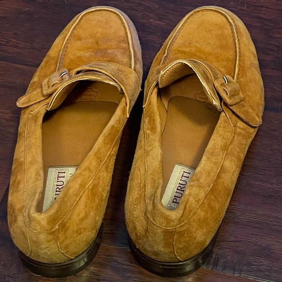 Lav Blak Men's Tan Suede Buckle Slip-Ons - Picture 2 of 5